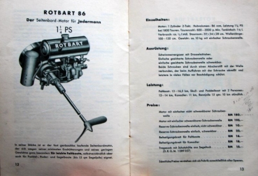 Rotbart Seitenbordmotoren 2 1/2 PS 1932 Advertisingbrochure (3384)
